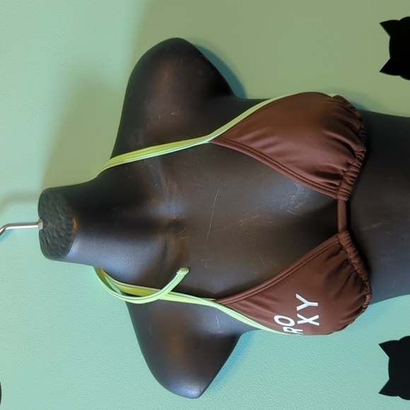 ROXY String Bikini Logo Padded Brown Green Blue Small - Picture 1 of 4